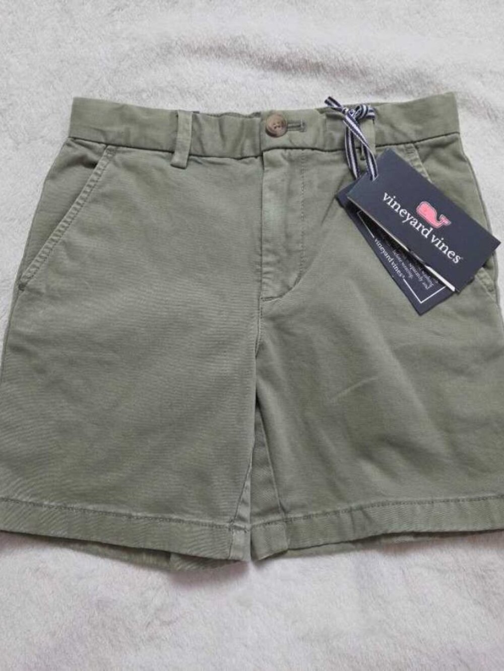 New boys 5 Vineyard Vines stretch Breaker chino shorts in Sage Olive green